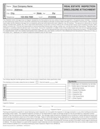 2553 NPMA 33 Real Estate Inspection Disclosure Attachment