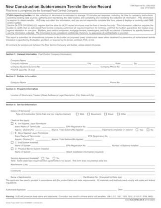 NPMA 99B Termite Soil Treatment Record