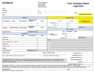 HVAC Service Equipment Estimate