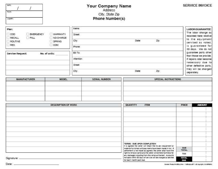 3003-HVAC Simple Service Invoice - Crownmax.com