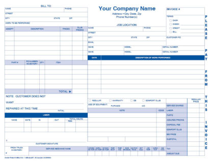 3008 hvac work order invoice