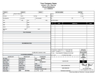 3009 hvac work order invoice