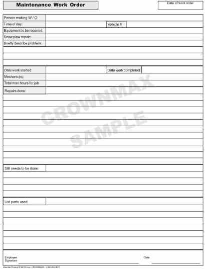 3621 – Maintenance Work Order – 1-pt - Crownmax.com