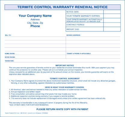 7193 termite control warranty renewal